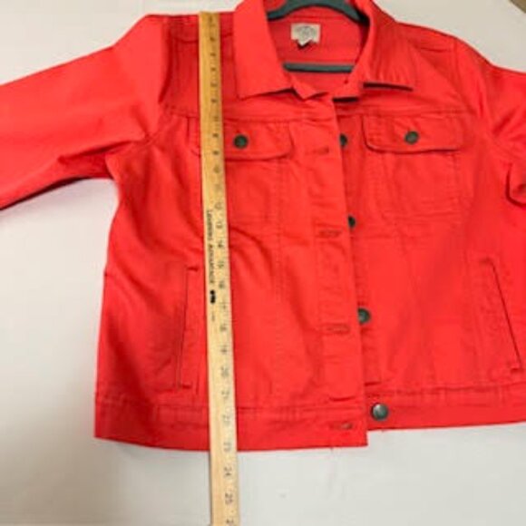 St. John’s Bay Red Denim Jacket Button Front Pockets Size XL - Picture 5 of 7